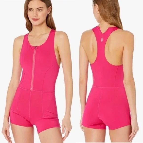 Free People Movement Show Me Something Front Zip Romper Size Medium - Picture 1 of 7